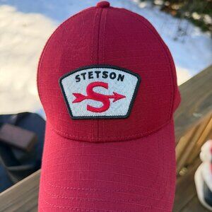 NWOT Stetson Cotton Baseball Cap Ripstop Mens Red One Size Strap Back Closure